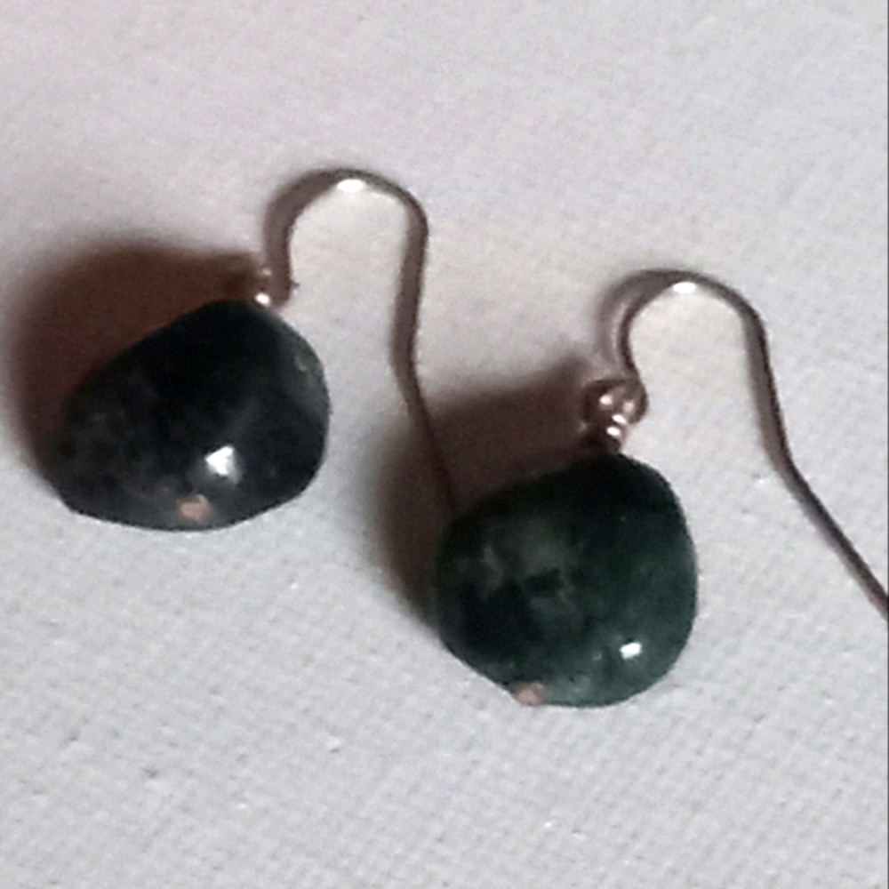 Sterling Silver Emerald Bead Earrings